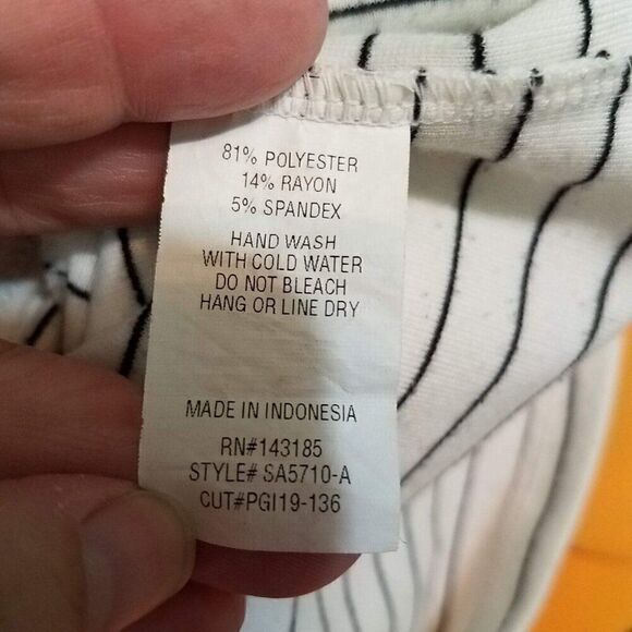 Popular Basics Large Pull Up Striped Black White Pencil Skirt Full Zip Up L - Picture 10 of 12
